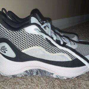 Under Armour Black & White Mesh Running Shoes Curry